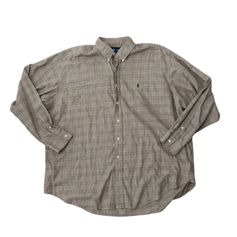 Polo Ralph Lauren Blake Plaid Button Down Shirt XXL Brown Tan Classic Fit Pony - Picture 6 of 8